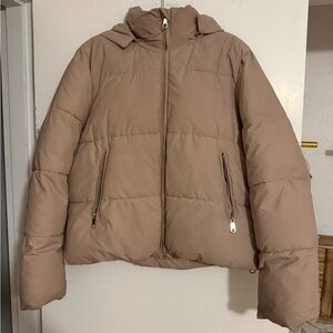 Women's Tan Puffer Jacket